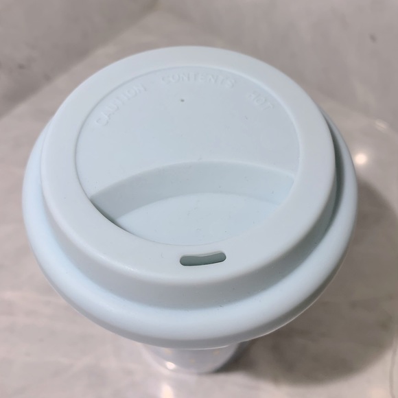 Indigo blue + gold diamond ceramic travel tumbler with silicone lid 14 oz NWOT - Picture 2 of 5